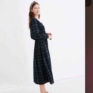 Lightspun Lucie Long-Sleeve Smocked Midi Dress in Livonia Plaid